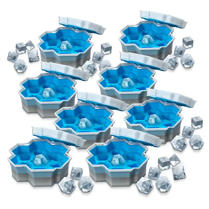 DD1646 creativo 7 cubi stampi per dadi poliedrici scatola impilabile vassoi per ghiaccio da forno per congelatore Cocktail Drink dadi stampo per cubetti di ghiaccio