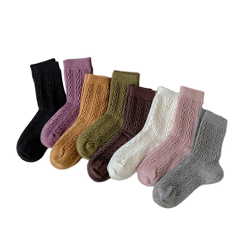 Calcetines de lana de lujo de Color sólido de alta calidad para mujer, calcetines de cama de Cachemira gruesos y cálidos de Invierno para mujer