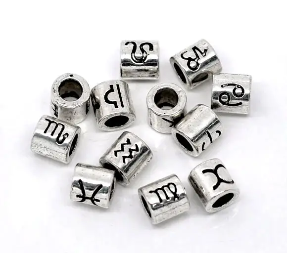 12pc in metallo argento antico oroscopo astrologia segni Dello Zodiaco charms dodici tubo di fascino per i braccialetti dei monili che fanno