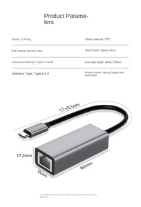 Tipo C Gigabit Ethernet adattatore USB 3.0 scheda di rete per RJ45 Lan 10/100/1000 Mbps esterno per Windows 10 accessori per Computer - Product Image 2