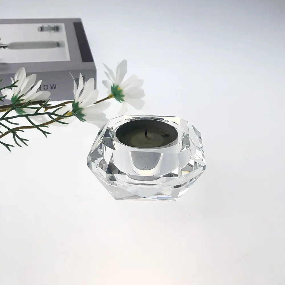 70mm Clear Crystal Glass Square Votive Candle Holder without Candle for Wedding Table Favors