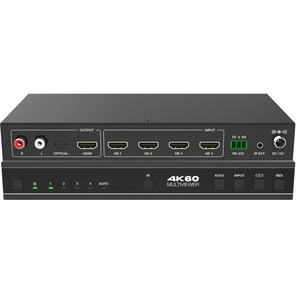 Conmutador de vídeo UHD sin costuras multivisor 4K60 HDMI 4x1 con desincrustación de audio a través de puertos de audio analógicos y de fibra óptica - Product Image 1