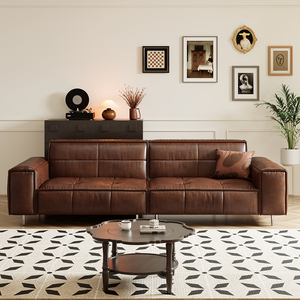 Sofá de cuero de Napa artificial marrón de alta calidad de diseño moderno de lujo HANYEE 2/3/4 plazas para muebles de sala de estar