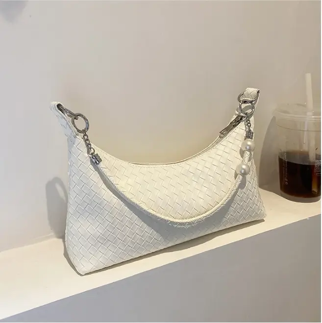 New Women's Shoulder Bag Woven Fabric Single Shoulder Bag Tote Bags Wide Shoulder Belt Messenger kid jelly small