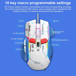 Mouse da Gaming cablato, Mouse ottico 6 DPI regolabile con 10 pulsanti programmabili, Mouse per Computer USB ergonomico con RGB colorato - Product Image 4