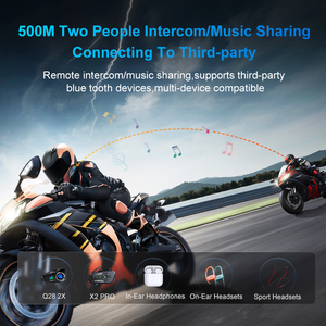 Y12 PRO Control de voz IPX6 Altavoz de casco inalámbrico a prueba de agua 500M Rango 2 Riders Intercom Auriculares de motocicleta con música Compartir - Product Image 3