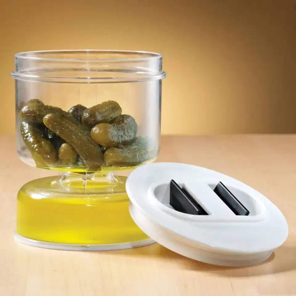 Barattolo di sottaceti in acrilico di lusso con separazione a secco e umido in plastica con Design a clessidra contenitore per olive sigillate per la decorazione domestica