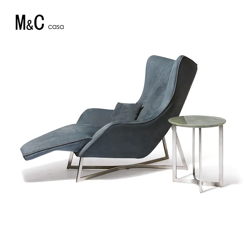 Egoiste base in acciaio per interni design unico sedia da soggiorno divano moderno ed elegante chaise longue in pelle di lusso