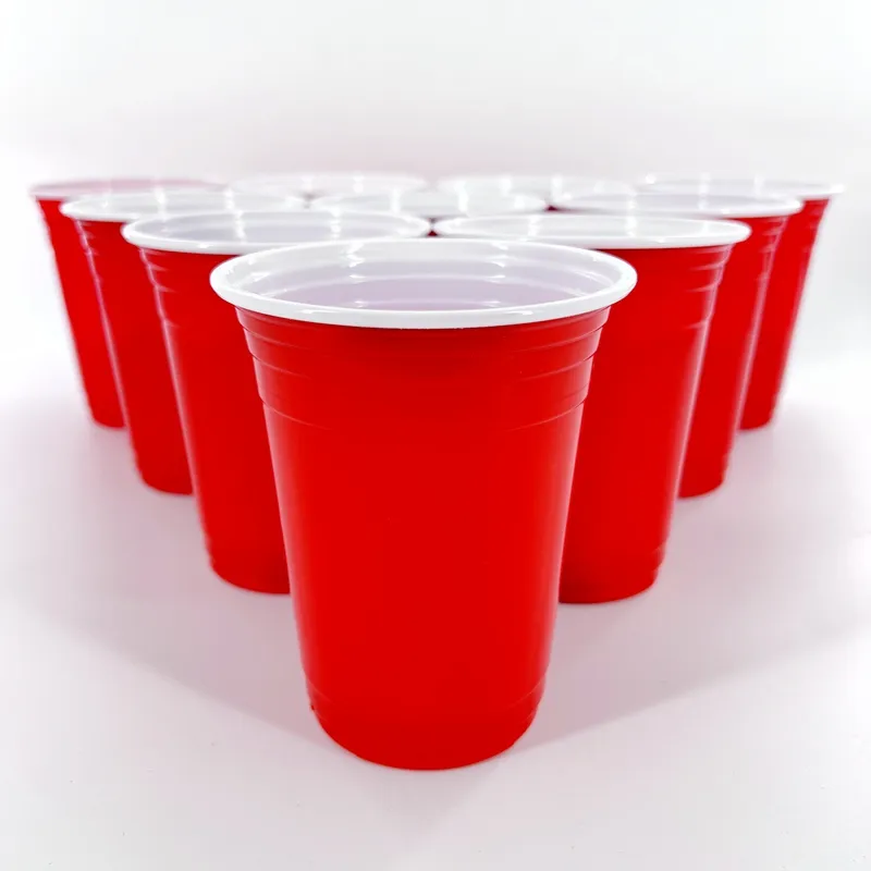 Custom 16oz round Red hexagon disposable plastic party cups promotion club crazy beer pong