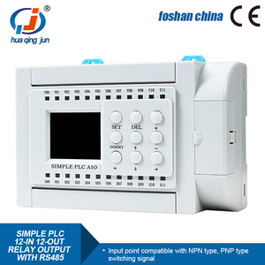 Huaqingjun 12DI 12DO uscita relè PLC semplice da programmare PLC uscite analogiche a 2 canali 0-10V con RS485 per HMI