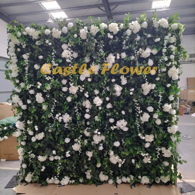 Decoración de pared de flores verdes M1011, decoración de boda, colgante blanco de peonía, glicina 5d