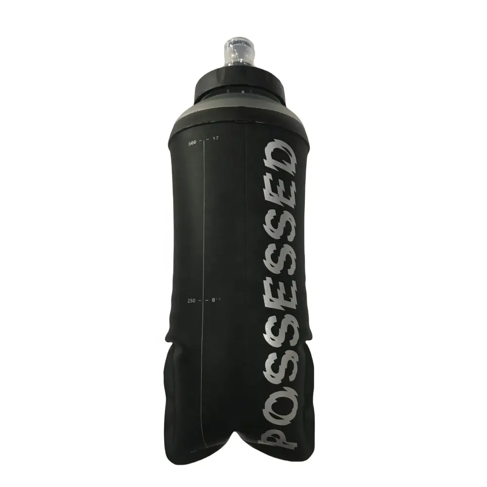 Muestra gratis personalizada metálica 500ml sin BPA TPU plegable suave frasco Trail Race botella de agua para correr para bicicleta