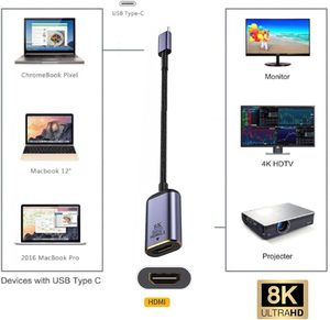 Pantalla de cable hembra de fuente de a HDMI, pantallas de monitor 8K 60HZ UHD 4K, adaptador macho tipo C a HDMI hembra - Product Image 2