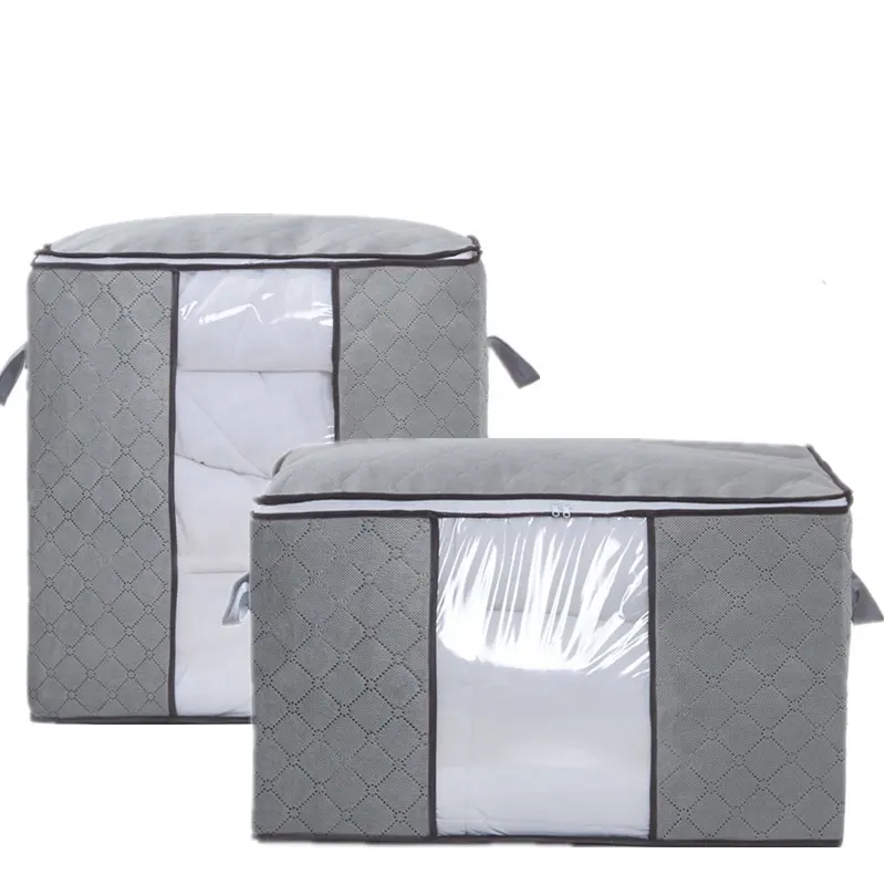 Borsa per imballaggio di stoccaggio del cuscino della trapunta della coperta della finestra con cerniera prezzo di fabbrica all'ingrosso Non tessuto in cotone PVC pieghevole personalizzato