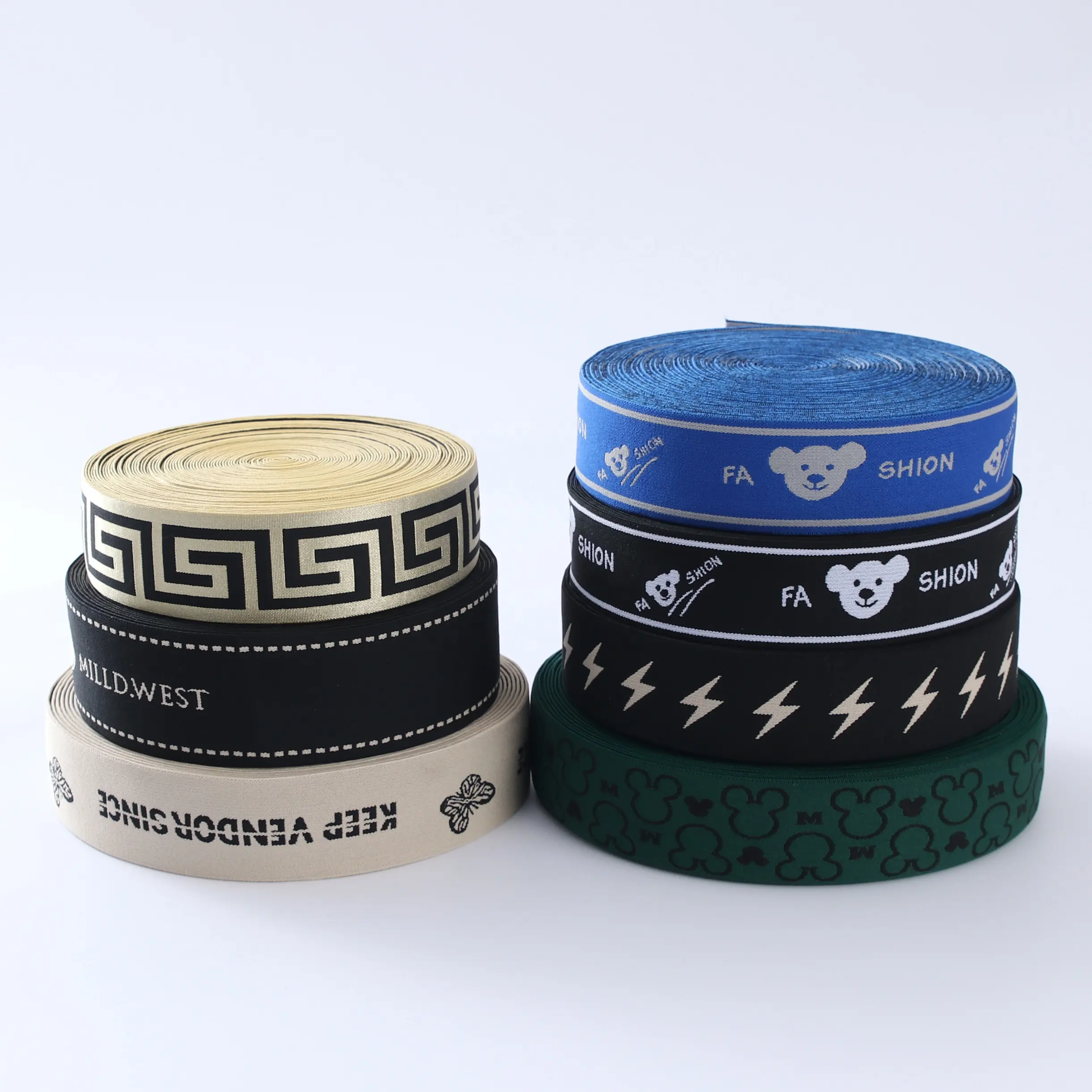 Custom logo elastic waist band jacquard ribbon designer printed nylon polyester elastic webbing tape band