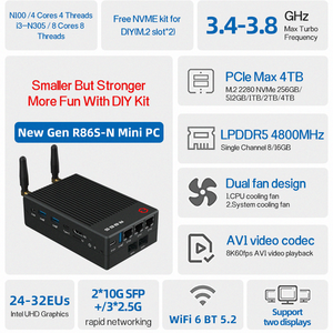 มินิพีซีคอมพิวเตอร์ตั้งโต๊ะเล่นเกม R7-5800H คอมพิวเตอร์16 + 512GB USB พอร์ตด้านหน้าเคสพลาสติกพร้อมหน้าต่าง10/11โลหะมินิพีซี - Product Image 6