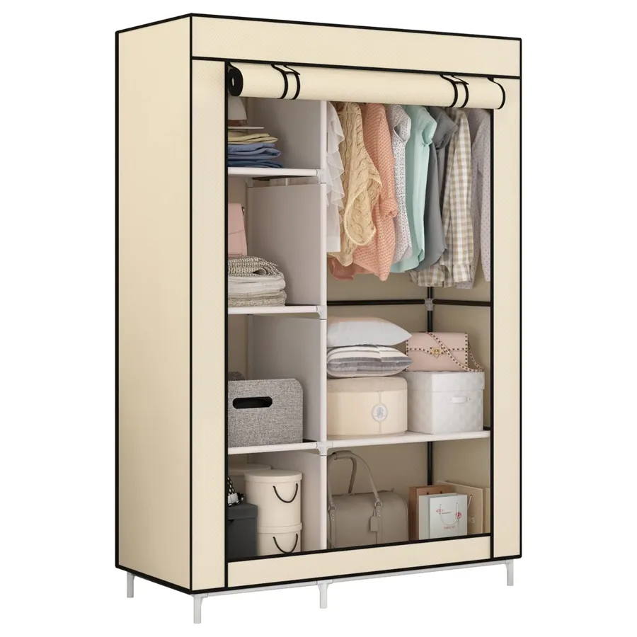 QIDA-armario portátil de tela no tejida oxford, mueble de dormitorio, almacenamiento de ropa