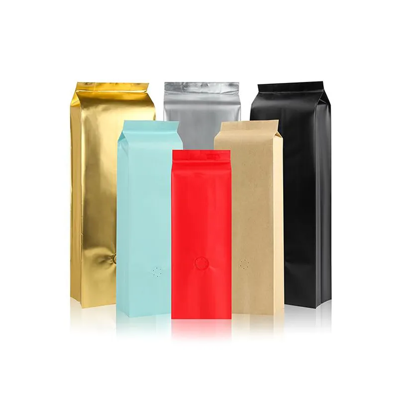 Pochette OEM en aluminium personnalisable 250g 500g 1kg, sac hermétique à la chaleur, emballage de café en grains rôti