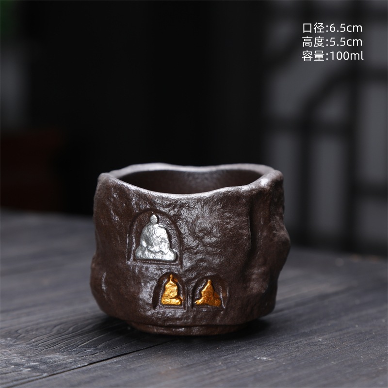 Tasse moulée à la main Dunhuang 120 ml (tasse argentée) 100 ml