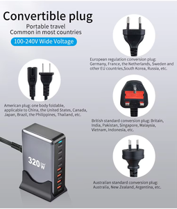 320W masaüstü USB şarj istasyonu GaN USB C şarj ile PD 3.0 hızlı şarj iPhone MacBook Laptop için çok-girişli şarj cihazı - Product Image 6