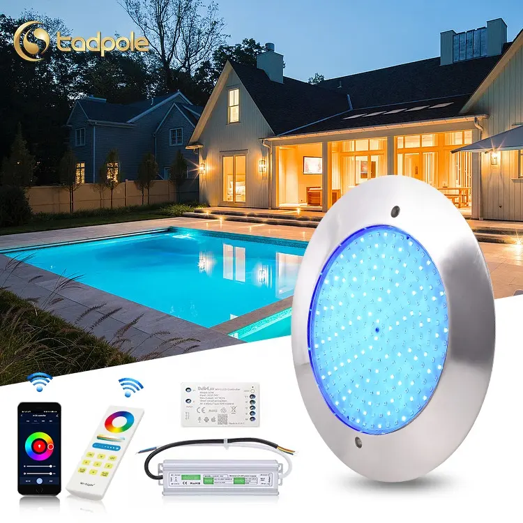 Vente chaude prix d'usine 12V sous-marin Ip68 étanche Tuya Wifi multicolore a mené la lumière de piscine