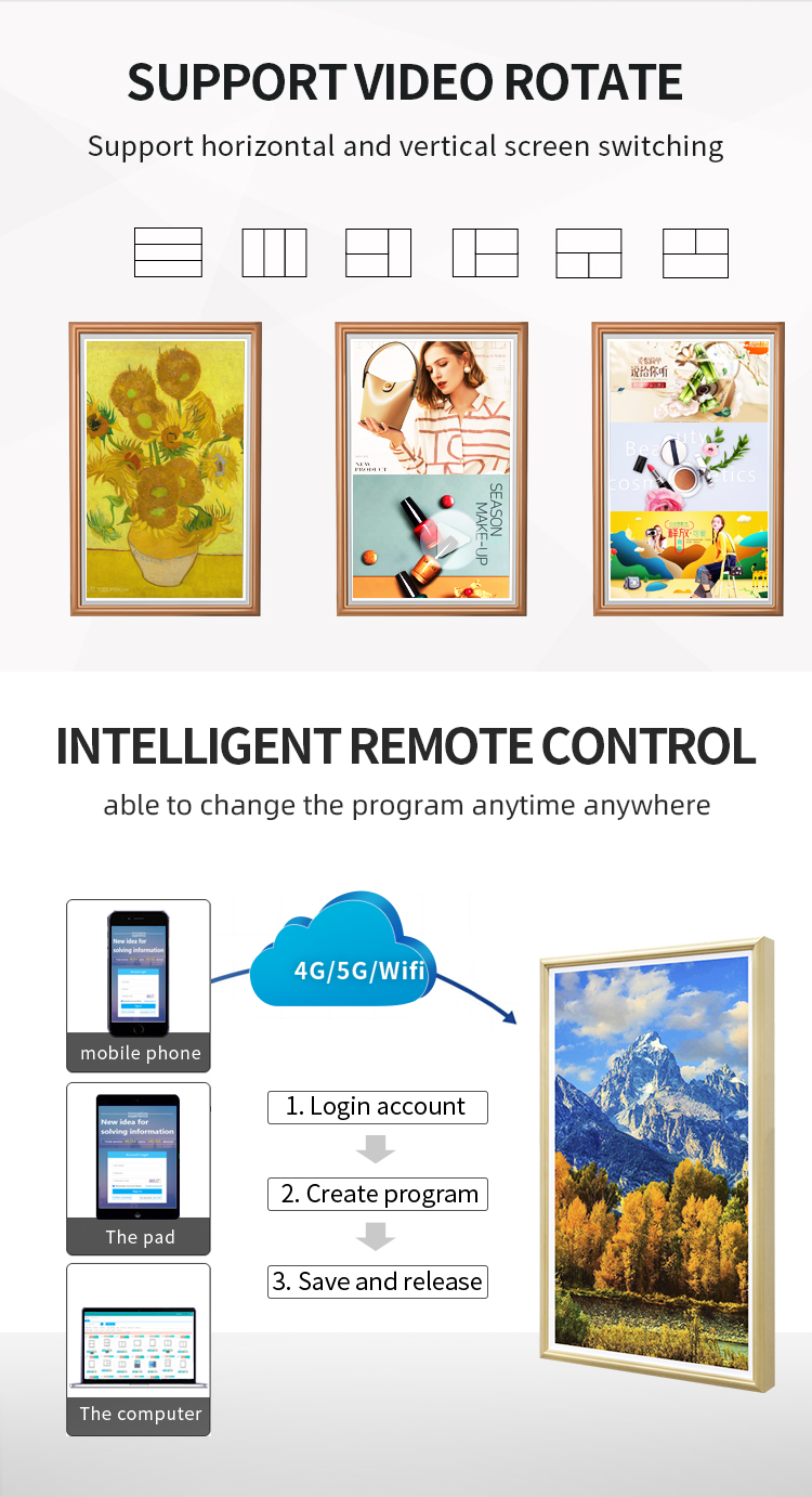 55 inch Wood art frame display(图5) 55 smart NFT digital photo frame(图5)