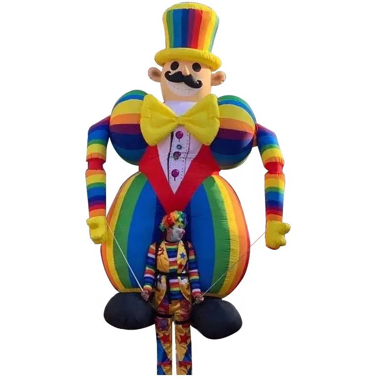 2024 gran oferta 3,5 m payaso inflable que camina con mochila de soporte y marioneta inflable de desfile de luz