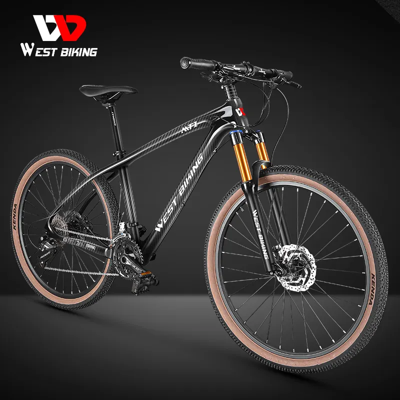 WEST BIKING 26 "27.5" 29 "T700 bici MTB in fibra di carbonio 27 velocità leggera in lega di alluminio Mountain Bike comoda bicicletta da strada
