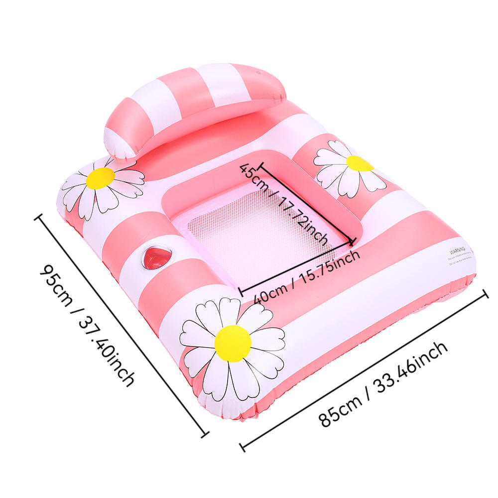 Fauteuil inclinable à dossier marguerite rayé rose