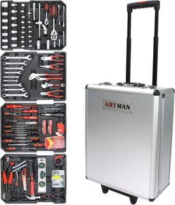 带工具的工具箱带铝制拉杆箱的家用工具套件、可拆卸便携式手动工具箱套件、带泡沫的金属硬外壳 - Product Image 3