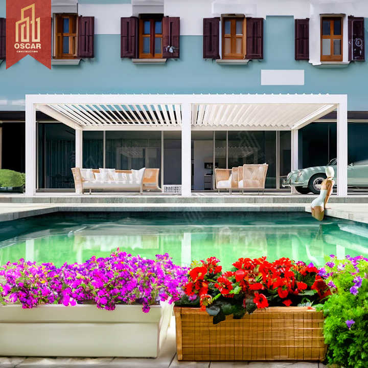 16 X10 Outdoor Luxus Latten möbel Wasserdichter Pavillon Aluminium Pool Gabled Pergola Garten dekorationen Smart Pergoles Aluminium