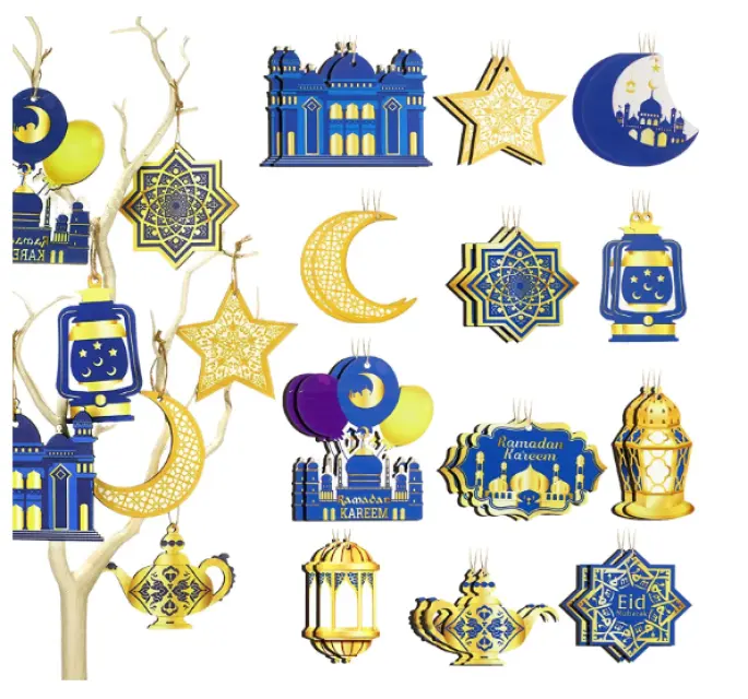 Huiran-Colgante con adorno de Mubarak Eid, accesorio para colgar en la pared, ideal para fiestas de Ramadán, Kareem, moscas, artesanías, Ramadán, Mubarak, 10 Uds.