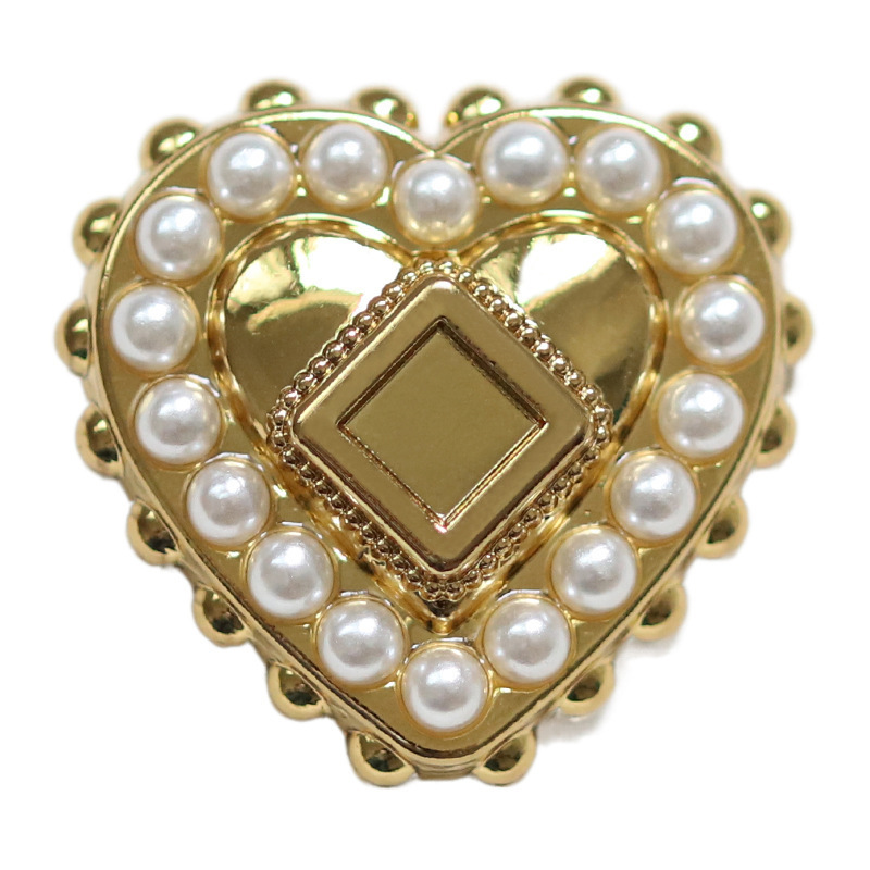 2# Corazón de oro de té con incrustaciones de perlas * 36L = 23 mm