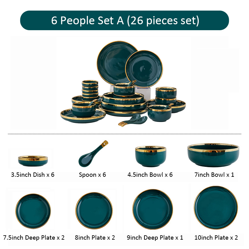 Vert 6 personnes 26 pcs set A