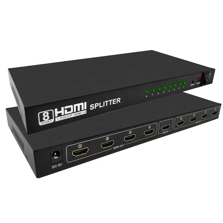 8 Port hdmi Splitter 1 8 Out 1080p splitter 1.4 sürümü 1x2 1x4 1x8 destek 3d HDTV Splitter 1x8 anahtarı 1 giriş 8 çıkış