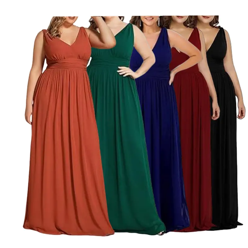 Precio de ganga Suelto Color sólido Cómodo de talla grande Slip Vestido hasta el suelo Vestido de maternidad Ropa de mujer