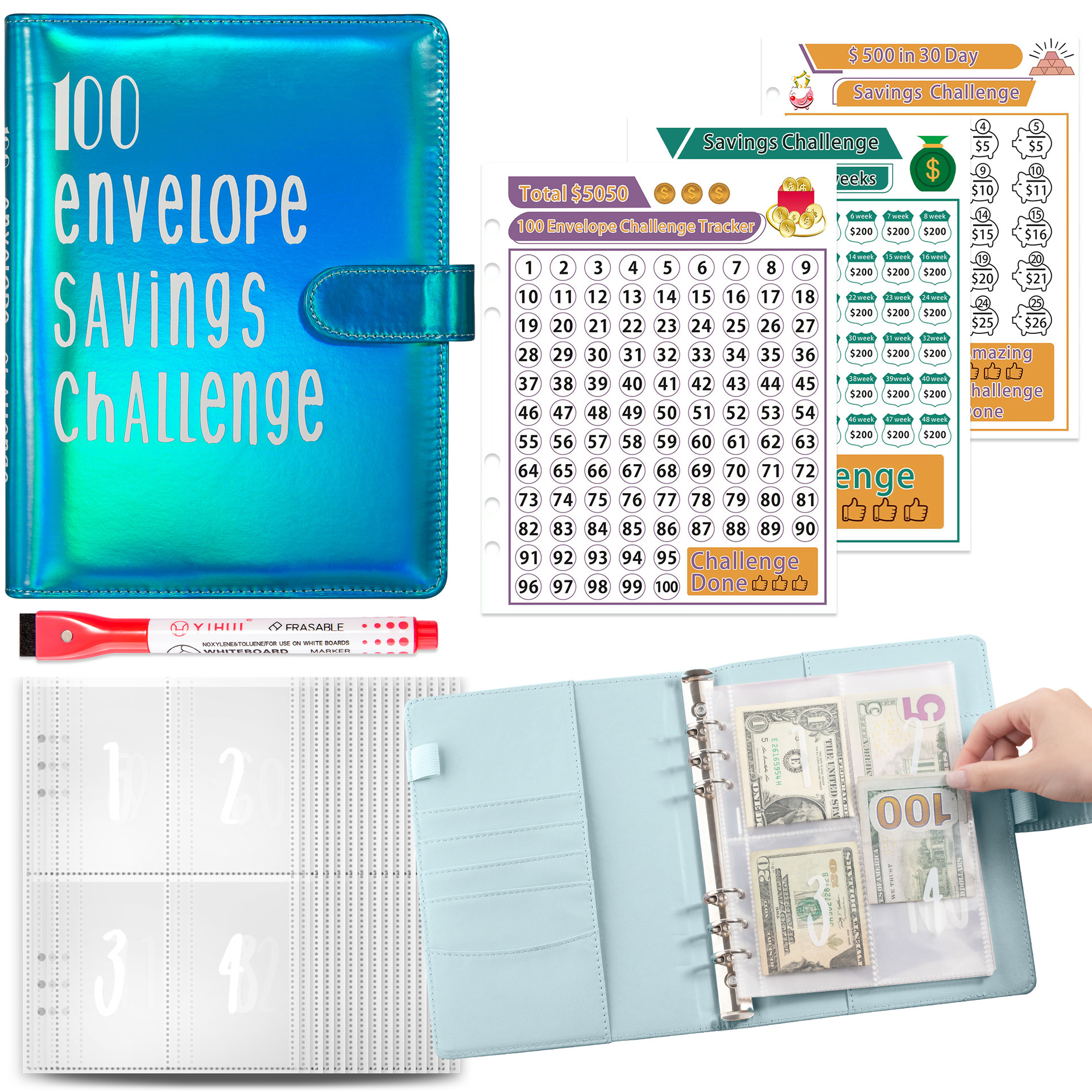 Classeur holographique A5 bleu