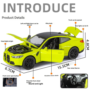 Pres döküm Model araba 1:32 BWM M4 ses ve işık ile geri çekme tabanı ile süslemeleri toplamak süs Metal araba modeli oyuncaklar - Product Image 2