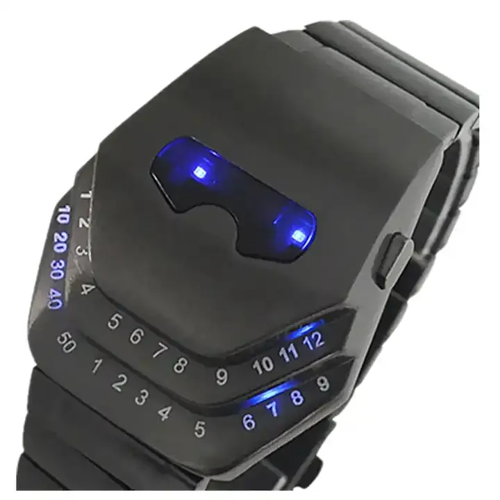 Jam tangan Relogio baru kacamata Strap baja desainer kepala ular jam tangan pria Fashion LED merah/biru obral