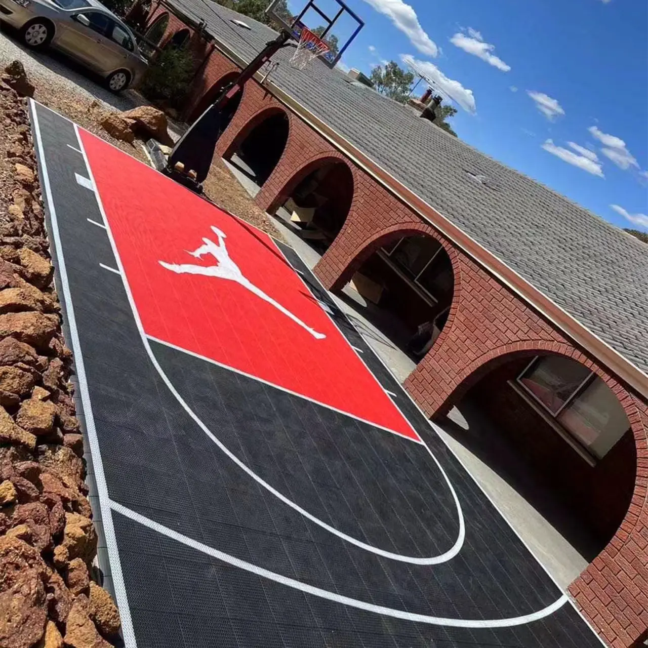 Slip resistance interlocking sports flooring tiles sport court tiles for outdoor and indoor multi sports basketball court