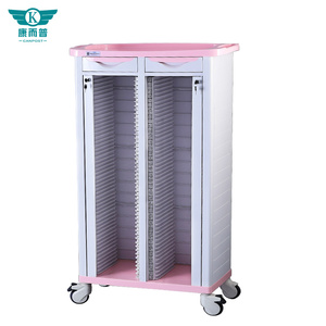 China Manufacture High Quality Mobile Hospital Double Row <strong>100</strong> Grid Medical ABS case <strong>Trolley</strong> with Lock Drawer Weighing Strong - Product Image 2