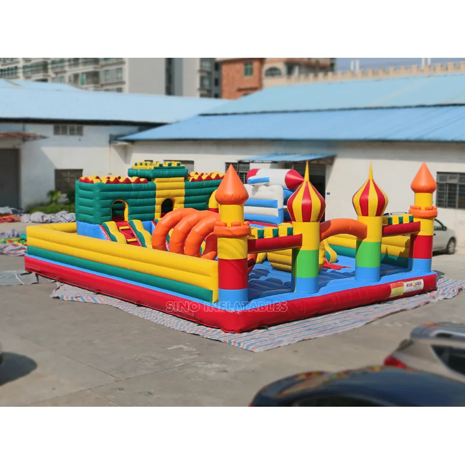 10x8m commercial kids indoor inflatable playground with obstacles N slides inside meeting with EN14960 certificate