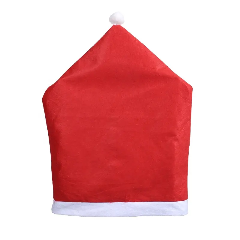 Non-woven Christmas Chair Cover Table Ornament Red Santa Hat Simple Chair Mat Decoration Props