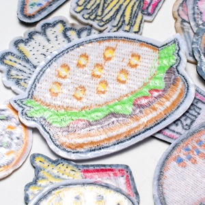 Mô hình mới Hamburger khoai tây chiên phim hoạt hình thêu vá cho ủi và tự làm quần áo vá - Product Image 3