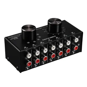 Conmutador de selección de fuente de audio RCA de 6 entradas y 1 salida de alta calidad Ajuste de volumen de metal con salida AV