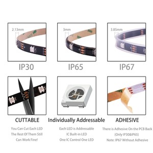 Custom WS2812B WS2811 WS2815 5050 <span class=keywords><strong>Led</strong></span> striscia luminosa 5V 12V 24V Rgbw Rgbww RGBIC IP65/IP67/IP68 impermeabile Tira <span class=keywords><strong>Led</strong></span> striscia - Product Image 3