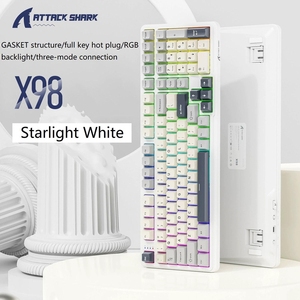 Attacco Shark X98pro Full-Key Hot Swappable guarnizione RGB programmazione personalizzata tre modalità Gamer Gaming tastiera meccanica - Product Image 1