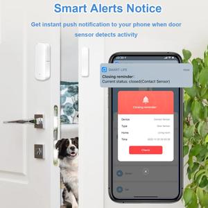 Tuya Smart ZigBee Sensor de contacto de puerta y ventana Detector inalámbrico de hogar inteligente para aplicación abierta/cerrada Alarma remota Red WiFi - Product Image 5
