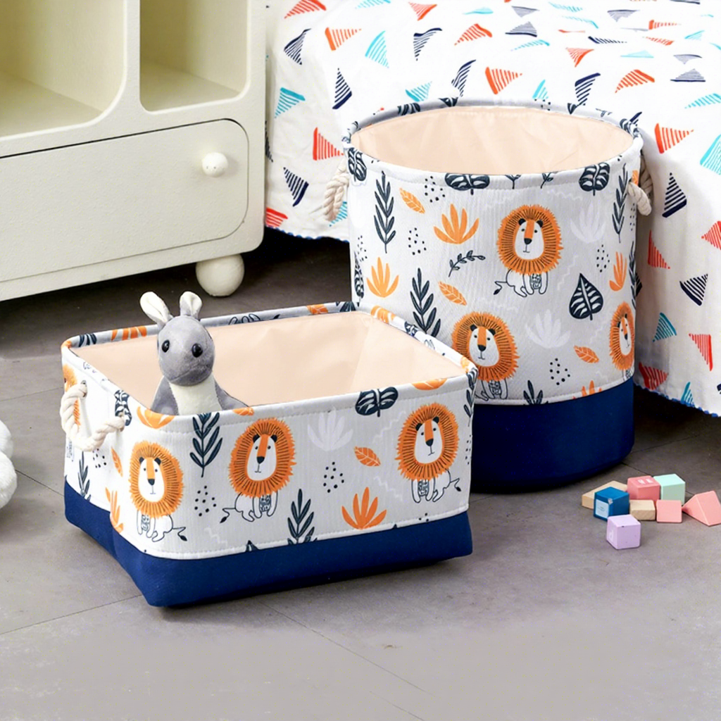 Petit lion-tambour bleu 35*40cm