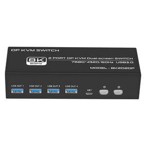 FJGEAR-Conmutador KVM de doble pantalla, puerto de visualización personalizado de 2 puertos, 7680 4320 X/60Hz, 2 puertos, 8K, DP, USB 3,0 - Product Image 3